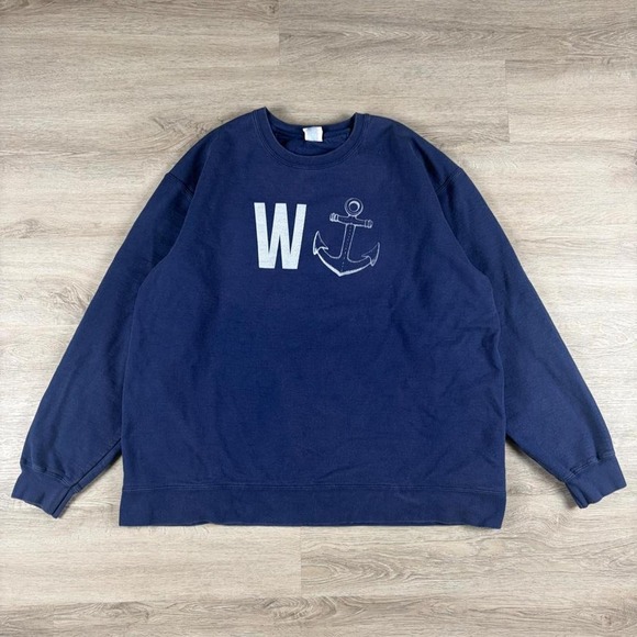 WEK Tops - Wanchor novelty navy blue crewneck pullover Size XL